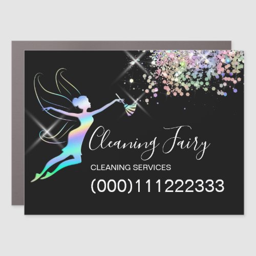 Maid Cleaning House Sparkling Holograph Fairy Car Magnet