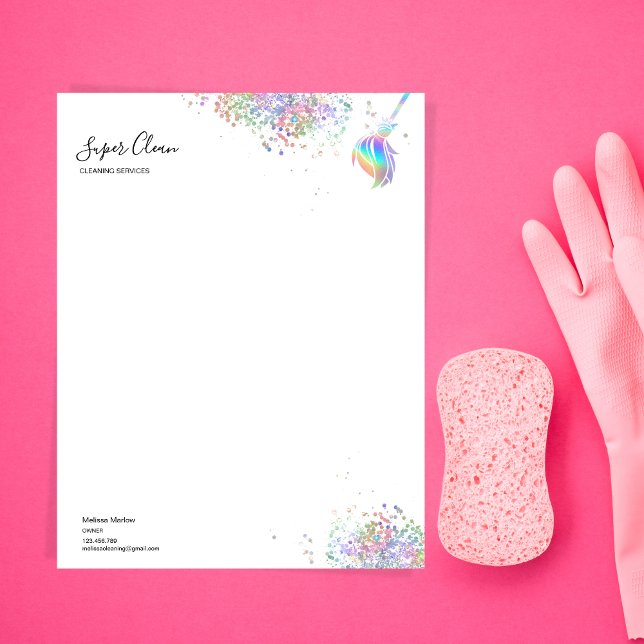 Maid Cleaning House Sparkling Holograph  Letterhead (Creator Uploaded)