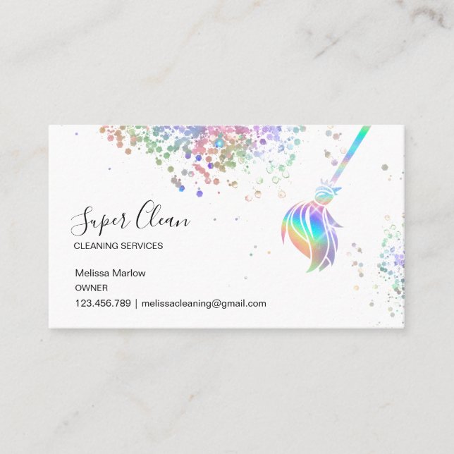 Maid Cleaning House Sparkling Holograph Next Appoi Appointment Card (Front)