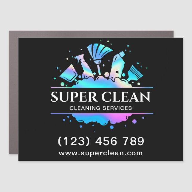 Maid Cleaning House Sparkling  Holographic Car Mag Car Magnet (Front)
