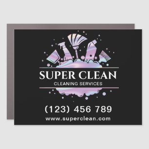 Maid Cleaning House Sparkling  Holographic Car Mag Magnet