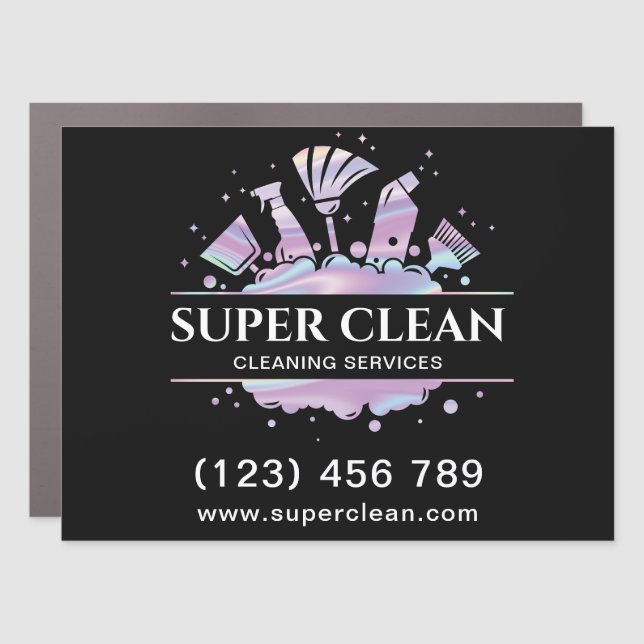 Maid Cleaning House Sparkling  Holographic Car Mag Magnet (Front)