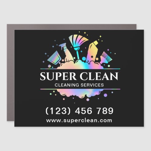 Maid Cleaning House Sparkling  Holographic Car Magnet