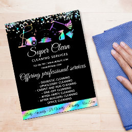 Maid Cleaning House Sparkling Holographic Flyer