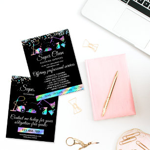 Maid Cleaning House Sparkling Holographic Flyer