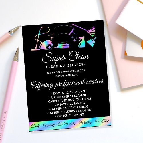 Maid Cleaning House Sparkling Holographic Flyer