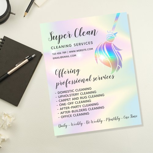 Maid Cleaning House Sparkling Holographic Flyer