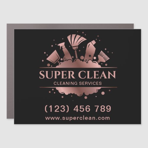 Maid Cleaning House Sparkling Rose Gold  Broom Car Magnet
