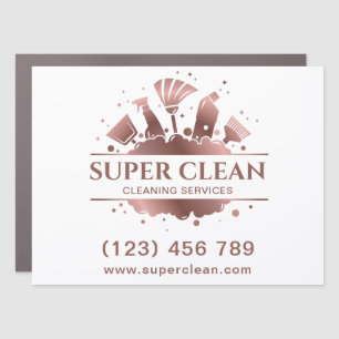 Maid Cleaning House Sparkling Rose Gold  Broom Car Magnet
