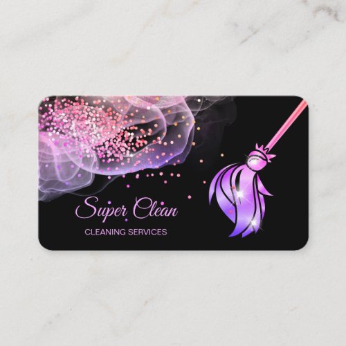 Maid Cleaning House Sparkling rose gold Business C Business Card