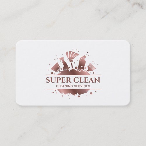 Maid Cleaning House Sparkling Rose Gold Business C Business Card
