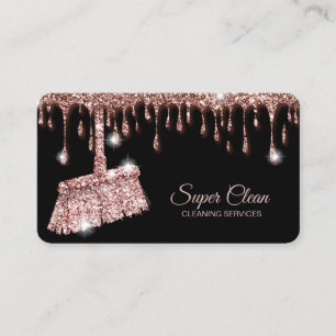 Maid Cleaning House Sparkling rose gold Business C Business Card