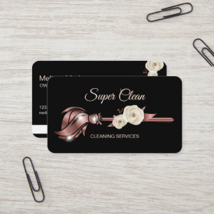 Maid Cleaning House Sparkling rose gold Business C Business Card