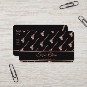 Maid Cleaning House Sparkling rose gold Business C Business Card