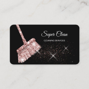 Maid Cleaning House Sparkling rose gold Business C Business Card