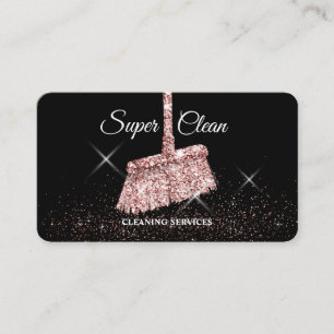 Maid Cleaning House Sparkling rose gold Business C Business Card