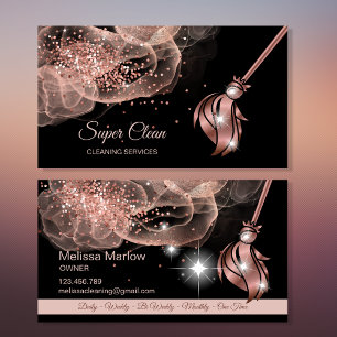 Maid Cleaning House Sparkling rose gold Business C Card