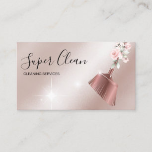 Maid Cleaning House Sparkling rose gold Business Card