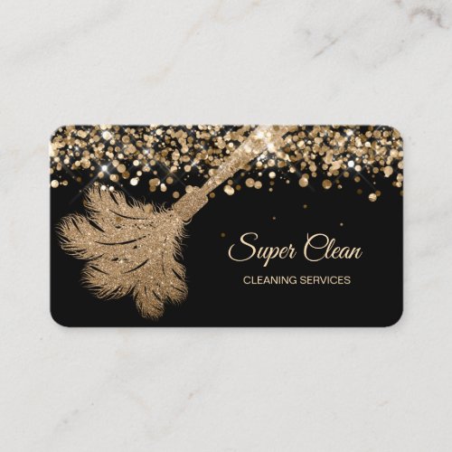 Maid Cleaning House Sparkling rose gold Business Card