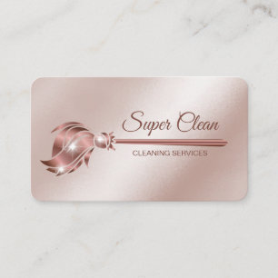 Maid Cleaning House Sparkling rose gold Business Card
