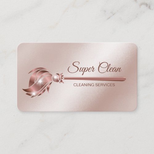 Maid Cleaning House Sparkling rose gold Business Card