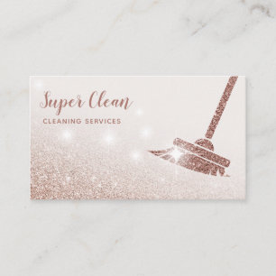 Maid Cleaning House Sparkling Rose Gold Business Card