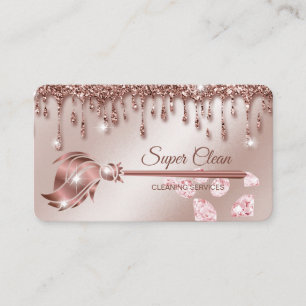 Maid Cleaning House Sparkling rose gold Business Card