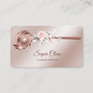 Maid Cleaning House Sparkling rose gold Business Card