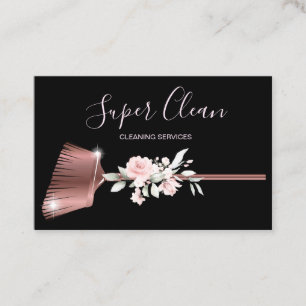 Maid Cleaning House Sparkling rose gold Business Card