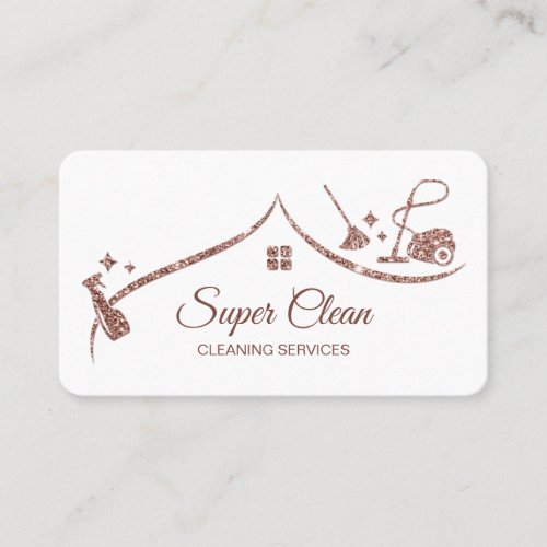Maid Cleaning House Sparkling rose gold Business Card