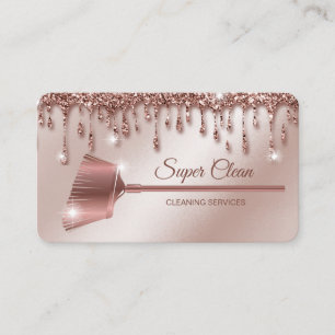 Maid Cleaning House Sparkling rose gold Business Card