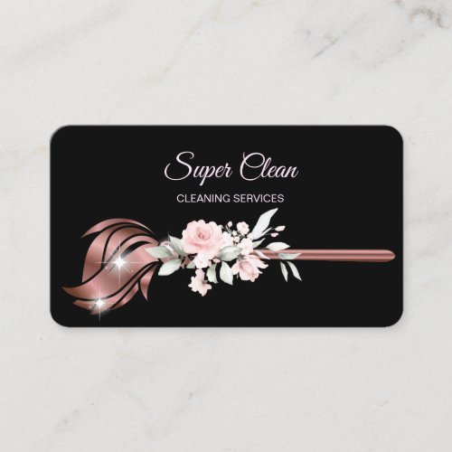 Maid Cleaning House Sparkling rose gold Business Card