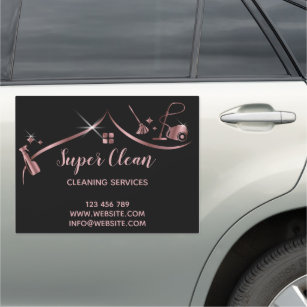 Maid Cleaning House Sparkling Rose Gold Car Magnet