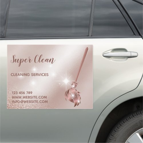 Maid Cleaning House Sparkling Rose Gold Car Magnet