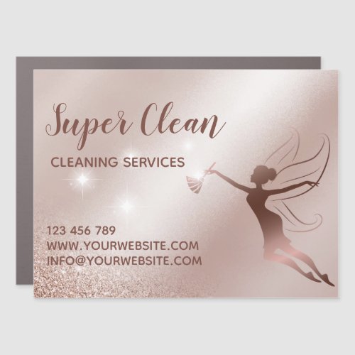 Maid Cleaning House Sparkling Rose Gold Car Magnet