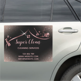 Maid Cleaning House Sparkling Rose Gold Car Magnet
