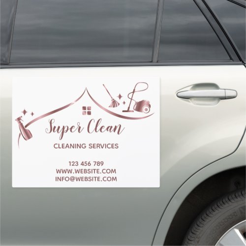 Maid Cleaning House Sparkling Rose Gold Car Magnet