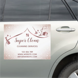 Maid Cleaning House Sparkling Rose Gold Car Magnet