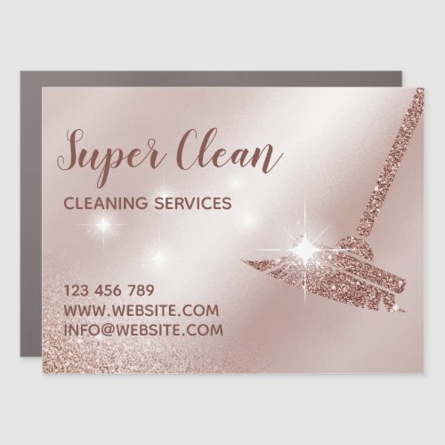 Maid Cleaning House Sparkling Rose Gold Car Magnet