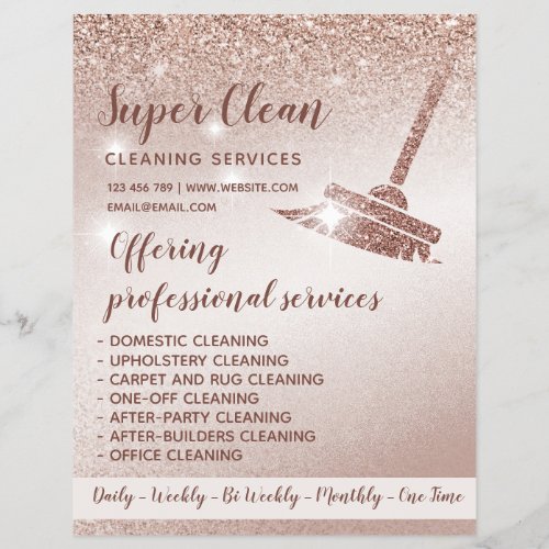 Maid Cleaning House Sparkling Rose Gold Flyer