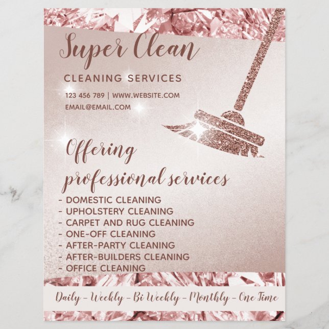 Maid Cleaning House Sparkling Rose Gold Flyer (Front)