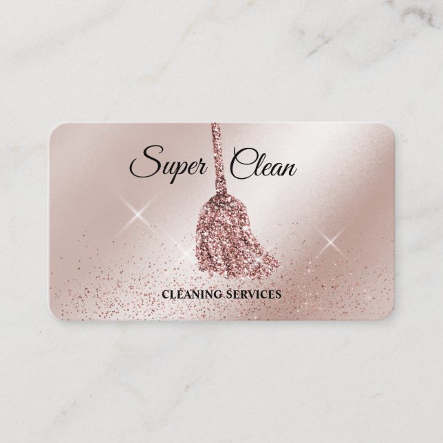 Maid Cleaning House Sparkling rose gold MOP Business Card (Front)