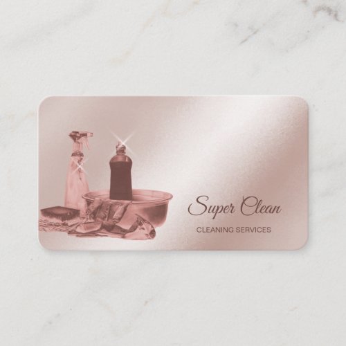 Maid Cleaning House Sparkling rose gold sponge Business Card