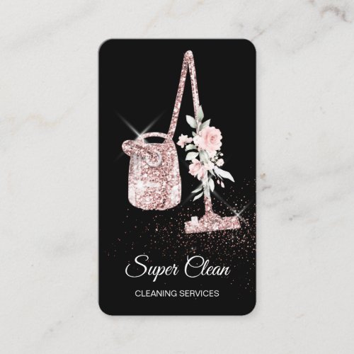 Maid Cleaning House Sparkling rose gold vacuum  Bu Business Card