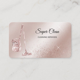 Maid Cleaning House Sparkling rose gold vacuum  Business Card
