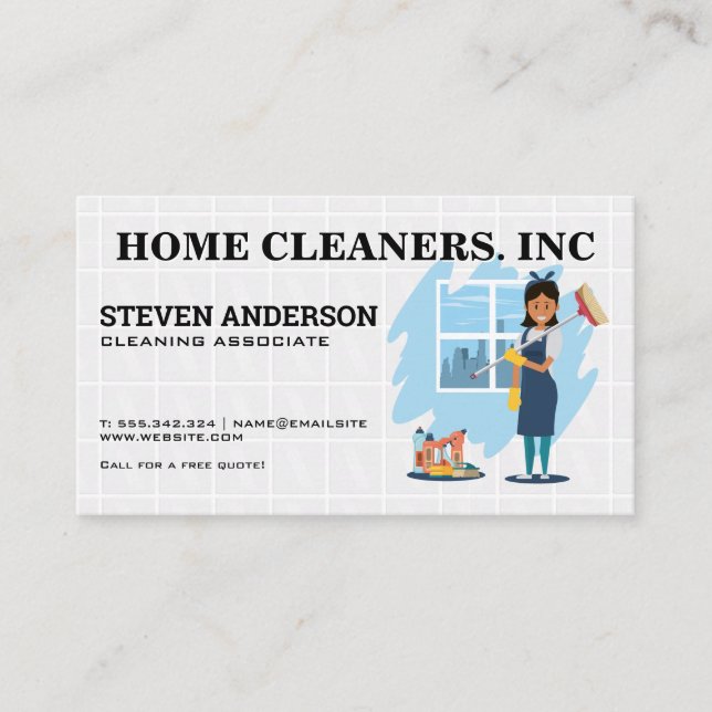 Maid Cleaning Household  Business Card (Front)
