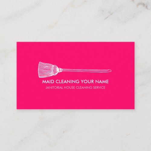 Maid Cleaning Housekeeper cute neon pink Business Card