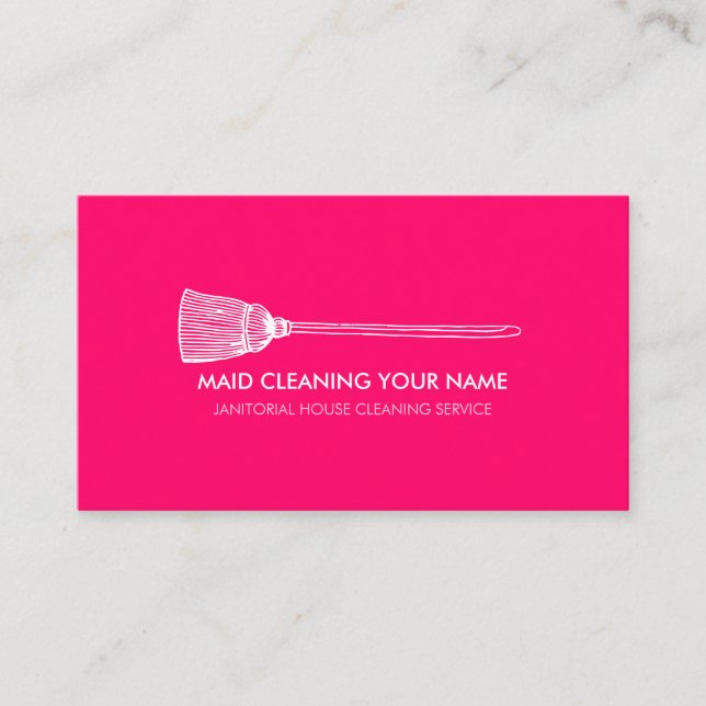 Maid Cleaning Housekeeper cute neon pink Business Card (Front)