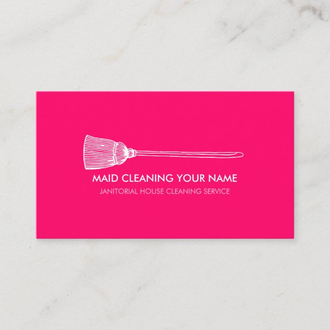 Maid Cleaning Housekeeper cute neon pink Business Card