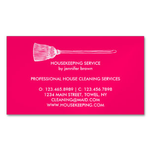 Maid Cleaning Housekeeper neon pink Business Card Magnet